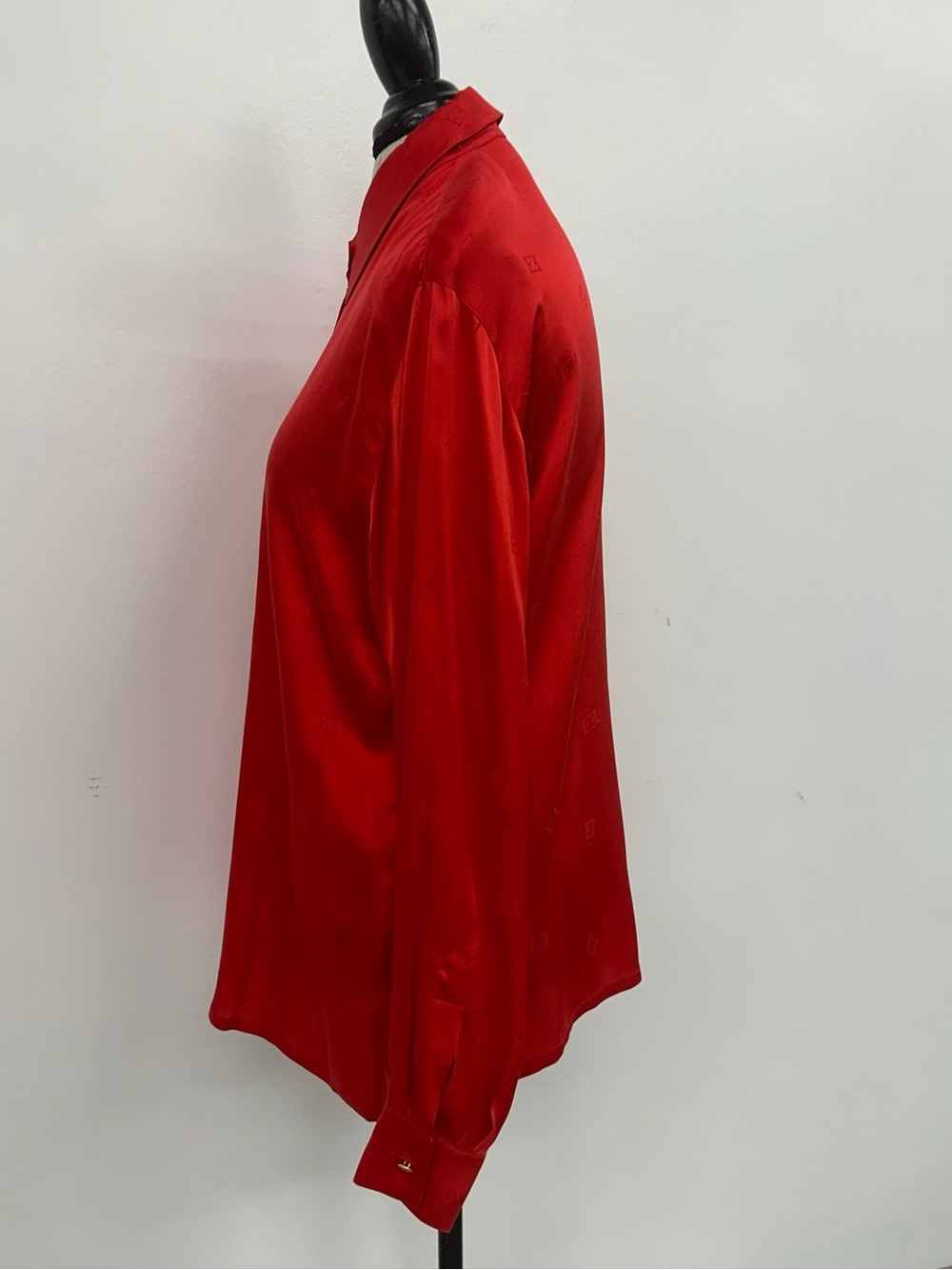 Escada vintage monogram silk jacquard satin button down top - Picture 6 of 11